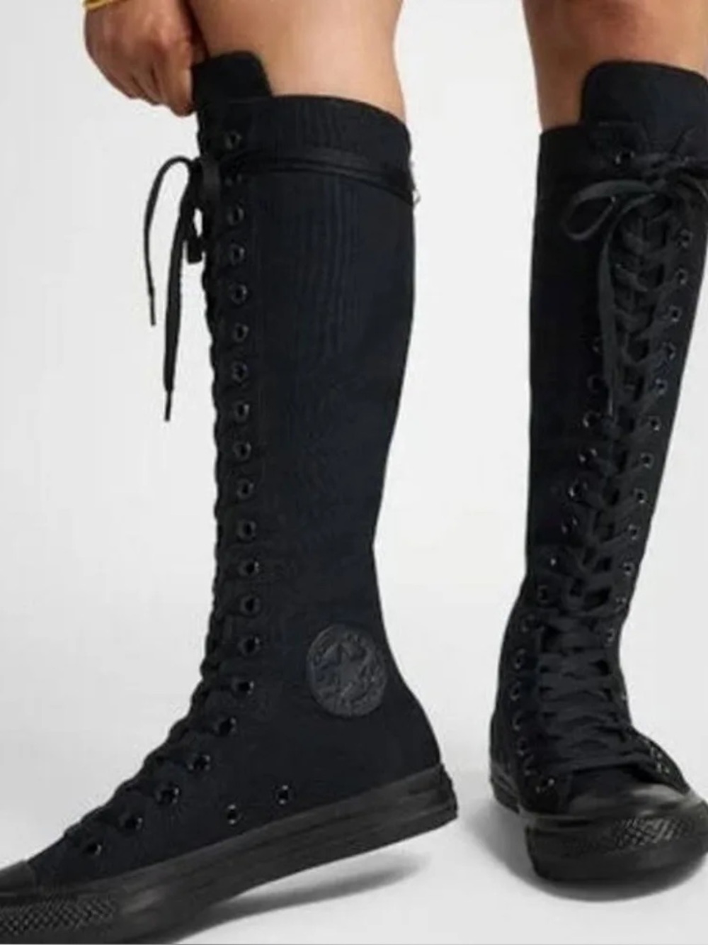 Converse XX Hi Monochrome Black Knee-High Lace-Up Chuck Taylors